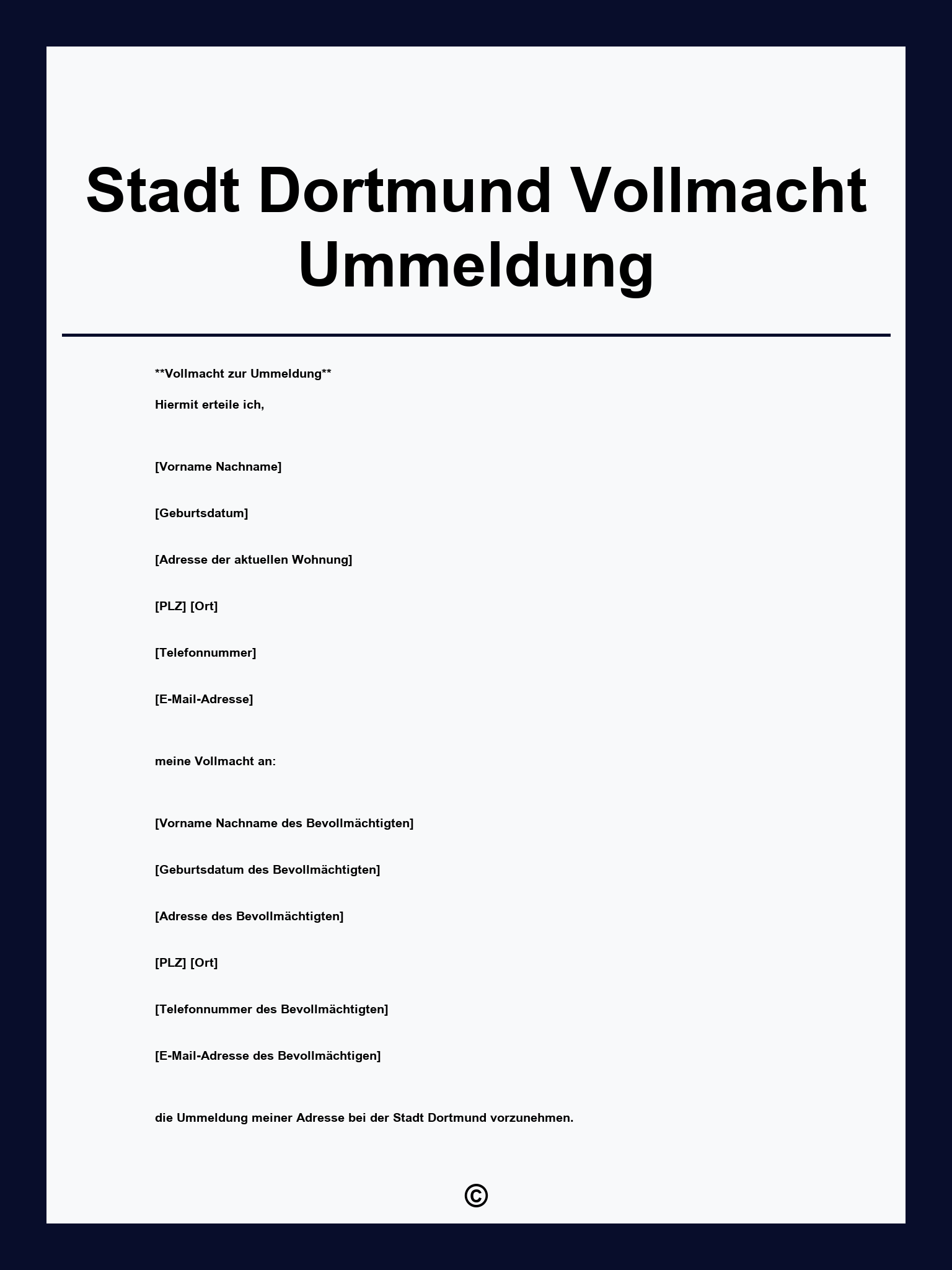 Stadt Dortmund Vollmacht Ummeldung
