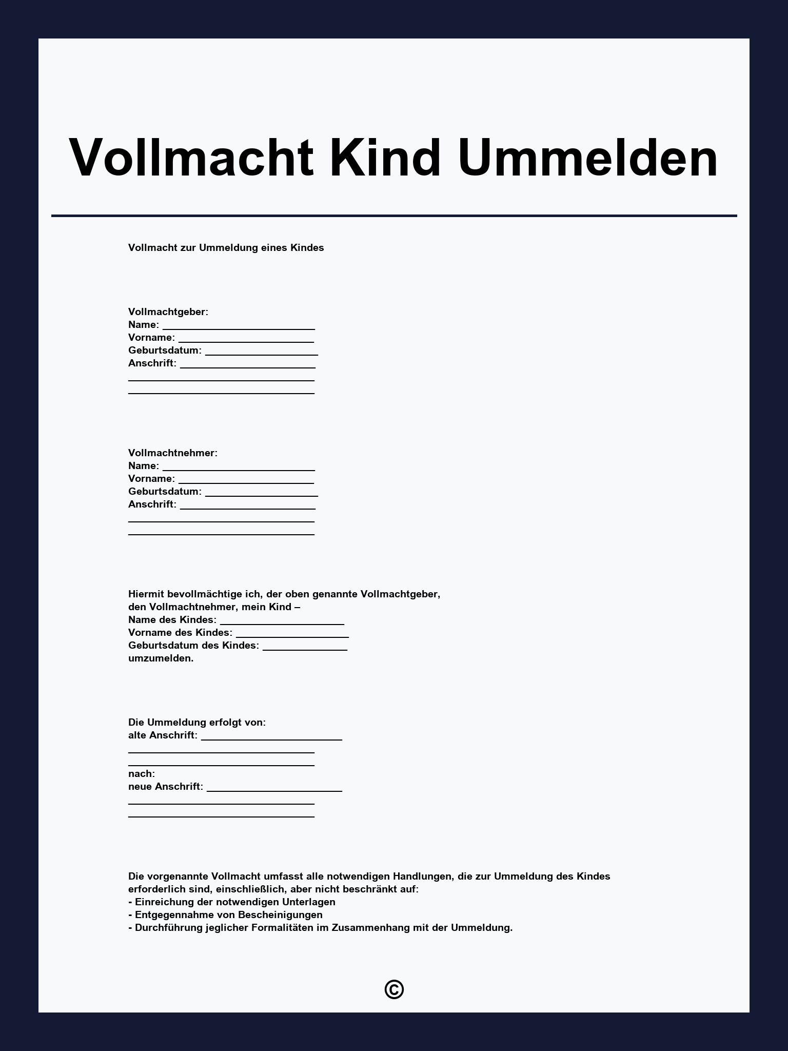 Vollmacht Kind Ummelden