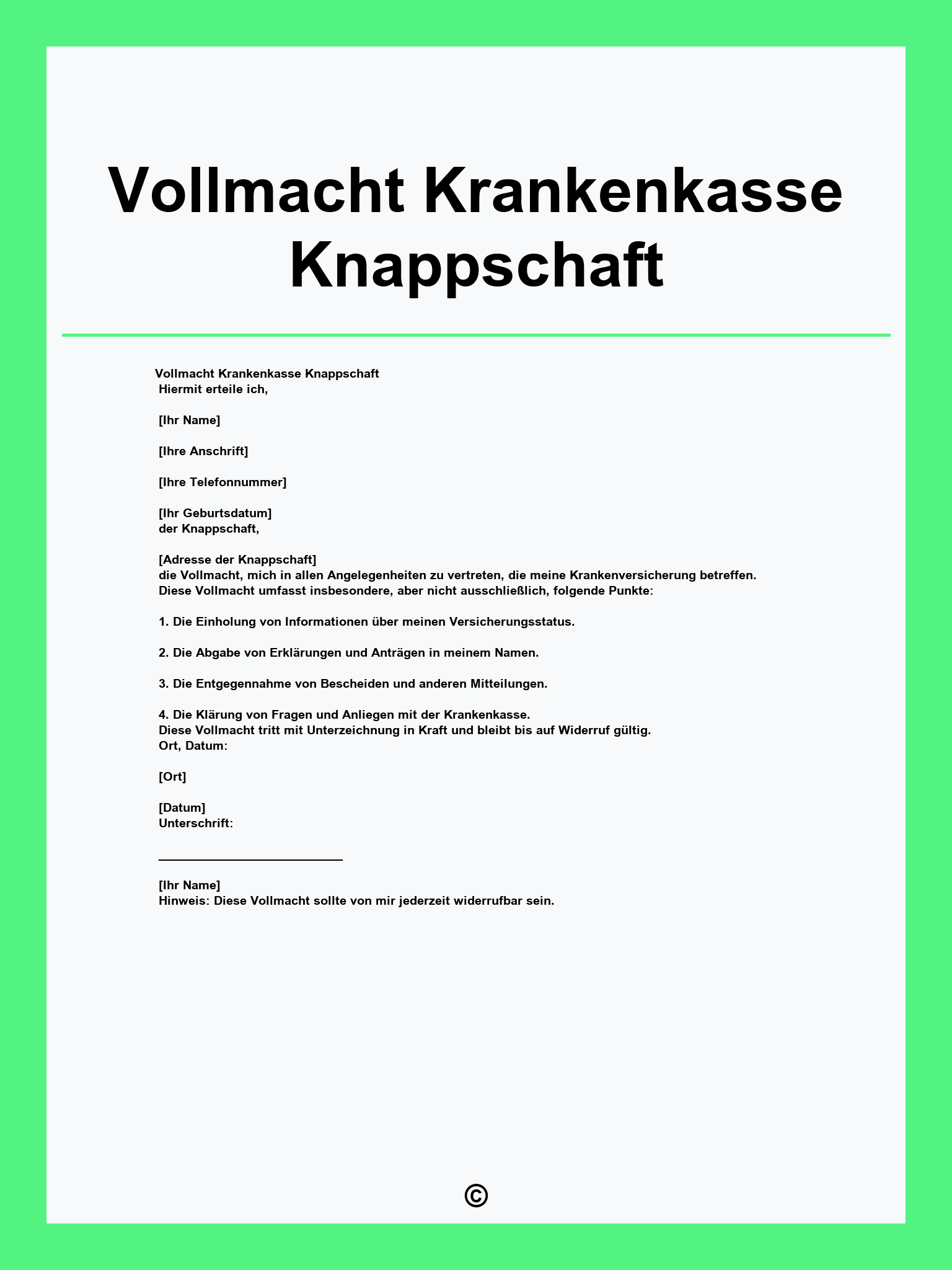 Vollmacht Krankenkasse Knappschaft