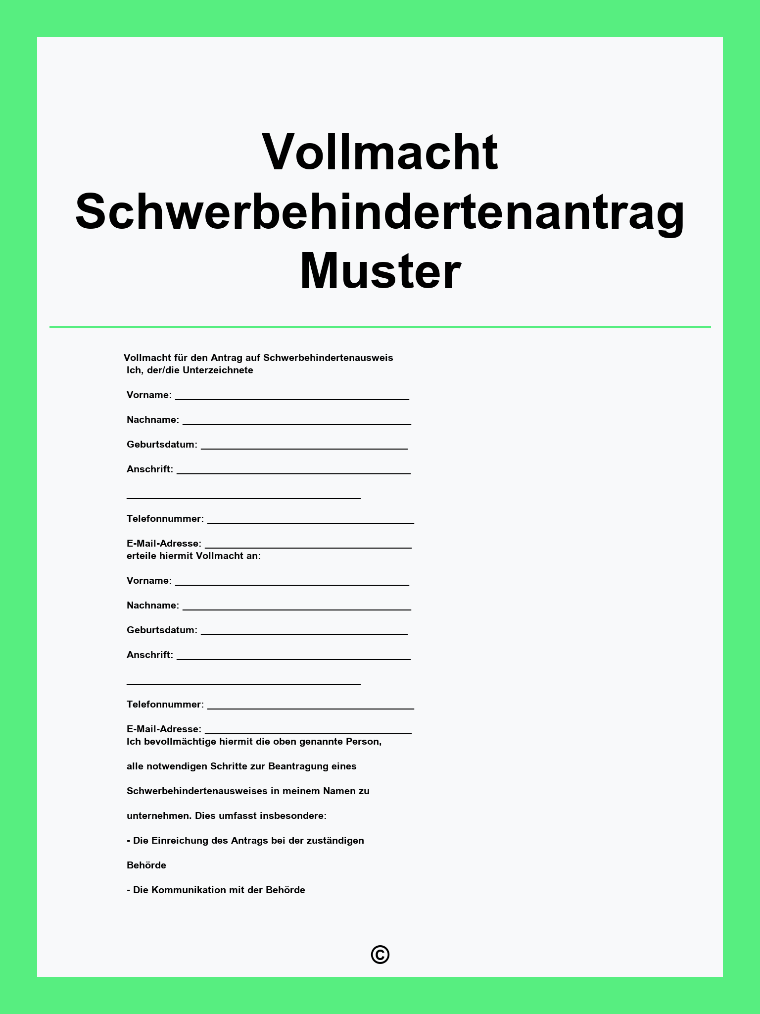 Vollmacht Schwerbehindertenantrag Muster