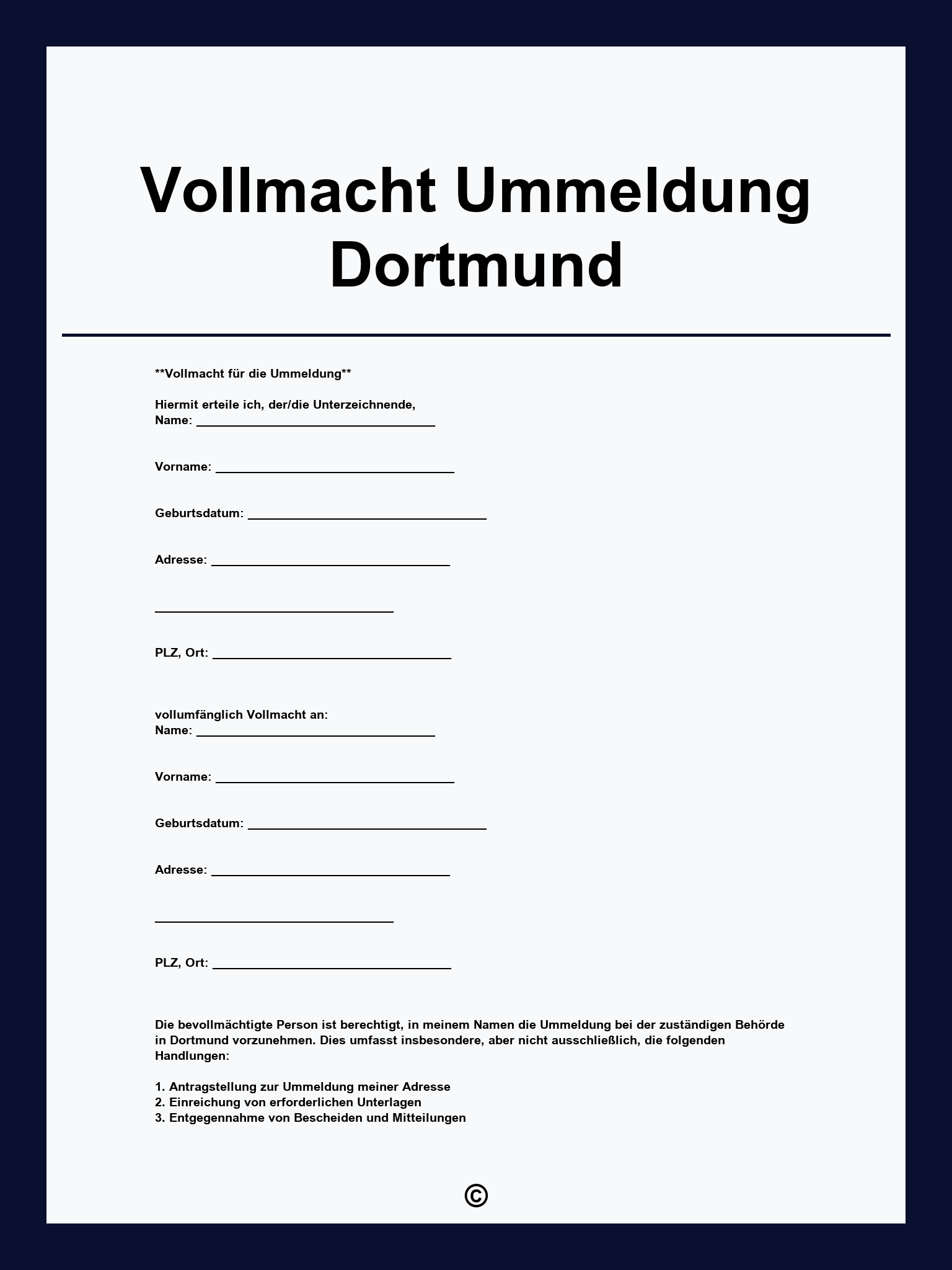 Vollmacht Ummeldung Dortmund
